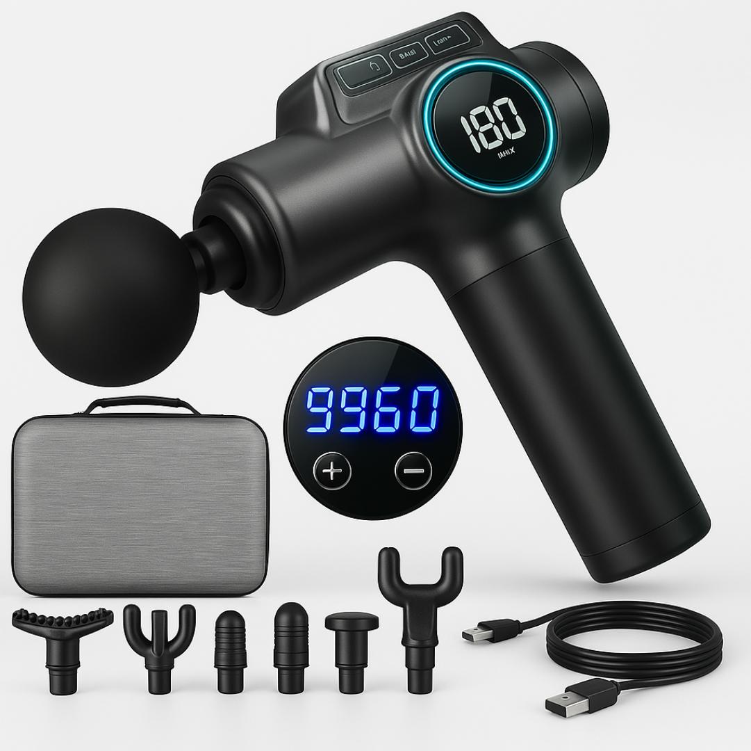 MassageGun360™ – Pistolet de Massage Musculaire apres Sport– Récupération & Détente Profonde