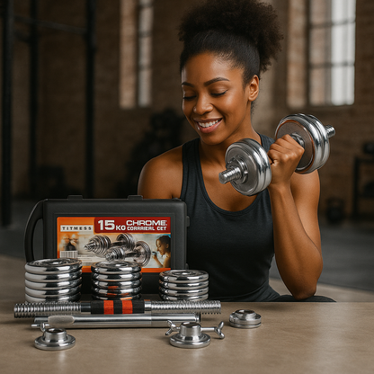 PowerSteel360™ – Adjustable Dumbbell Set with Carrying Case – Home Workout