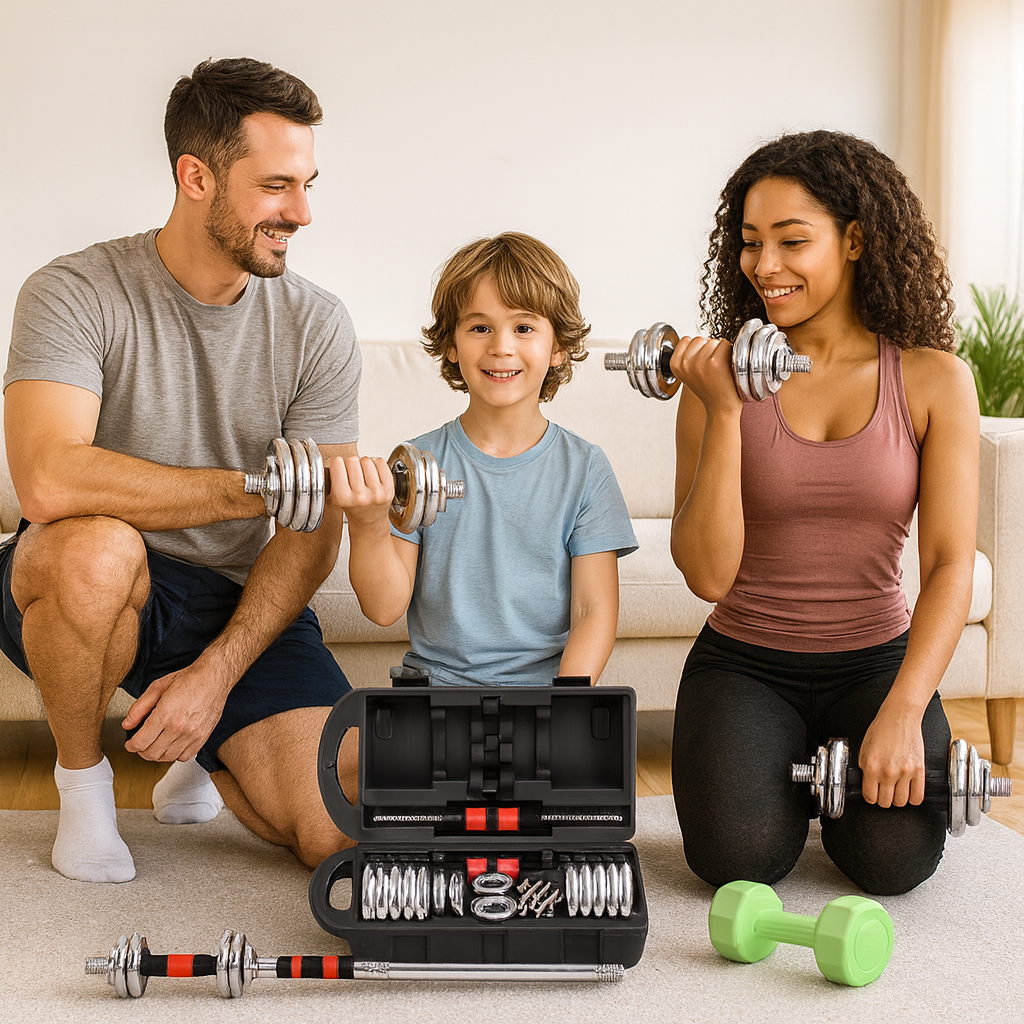 PowerSteel360™ – Adjustable Dumbbell Set with Carrying Case – Home Workout