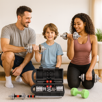 PowerSteel360™ – Adjustable Dumbbell Set with Carrying Case – Home Workout