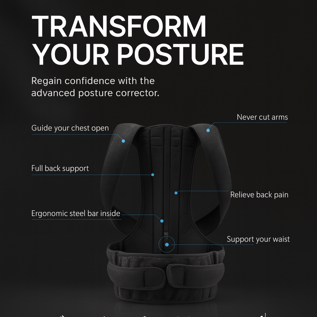Spine360™ - Correcteur de posture dos – Soutien et alignement vertebral